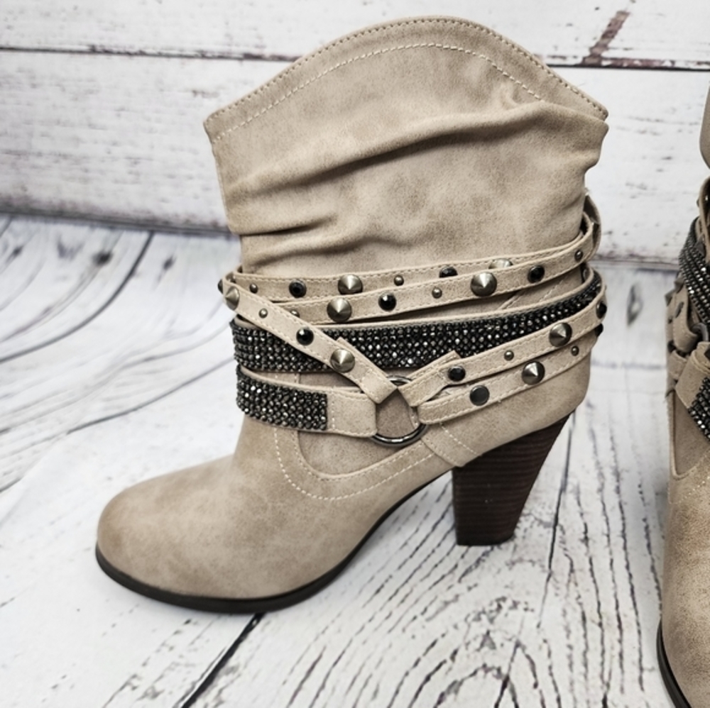 Dominique Nicole Charleston Slouch Strappy Studded Booties - Picture 3 of 12